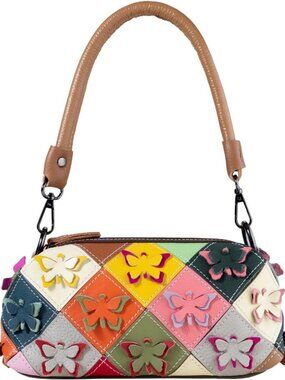 Vibrant Patchwork Butterfly Shoulder Bag | Chic, Stylish, Unique Handbag
